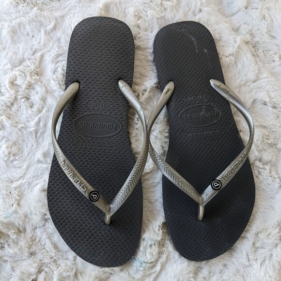 Havaiana Gray Flip Flops 39-40 beach wear, summer, pool - Picture 2 of 5